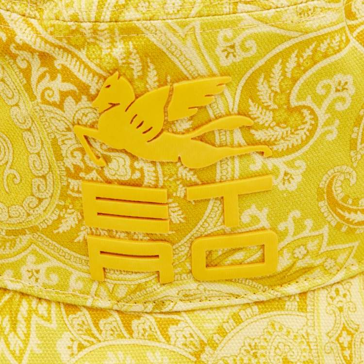 Pre Owned Etro Yellow Paisley Print Canvas Bucket Hat