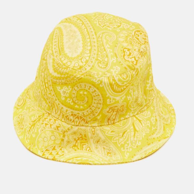 Pre Owned Etro Yellow Paisley Print Canvas Bucket Hat