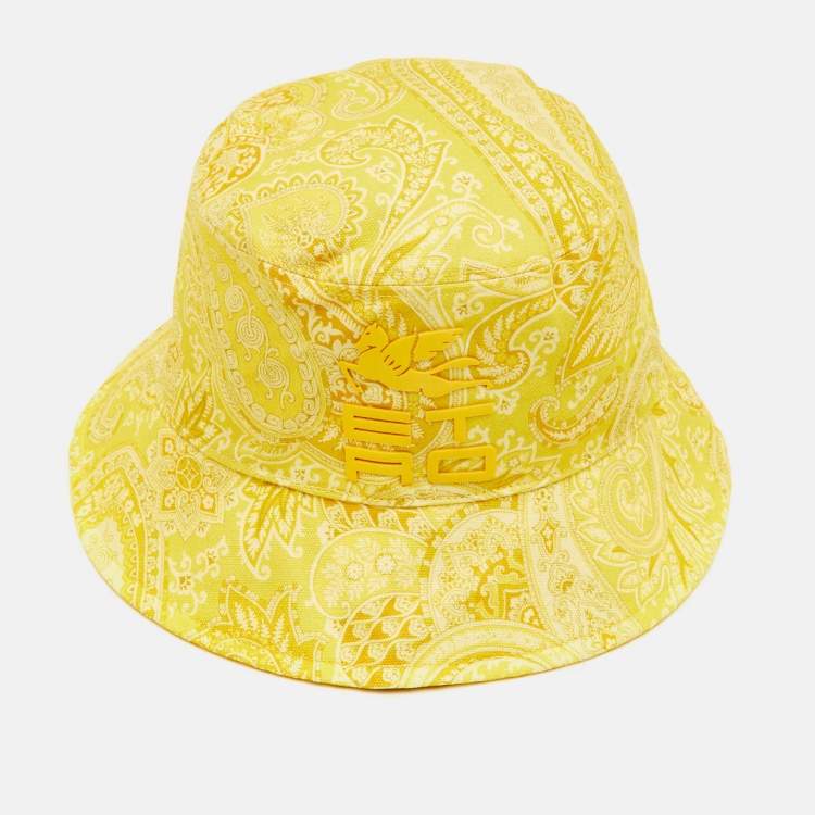 Pre Owned Etro Yellow Paisley Print Canvas Bucket Hat