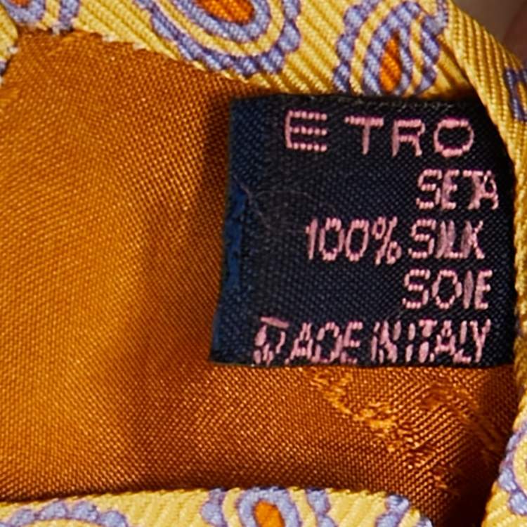 Pre Owned Etro Yellow Paisley Print Silk Traditional Tie