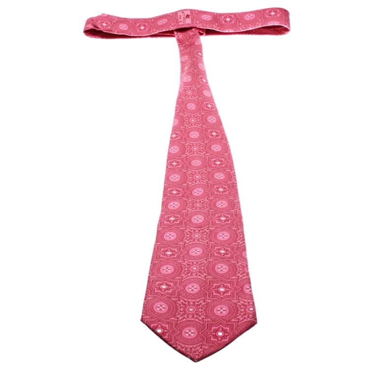 Pre Owned Etro Pink Printed Silk Traditional Tie 