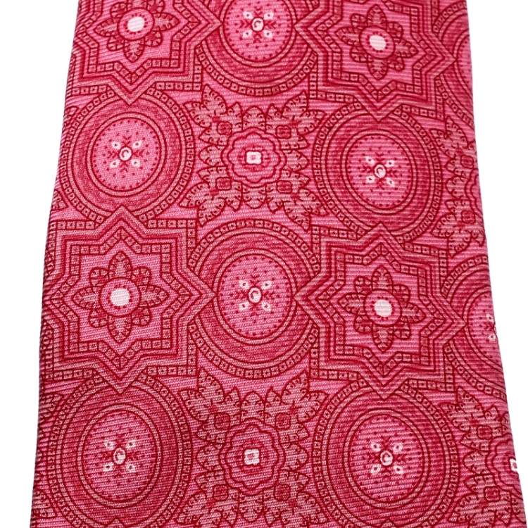 Pre Owned Etro Pink Printed Silk Traditional Tie 