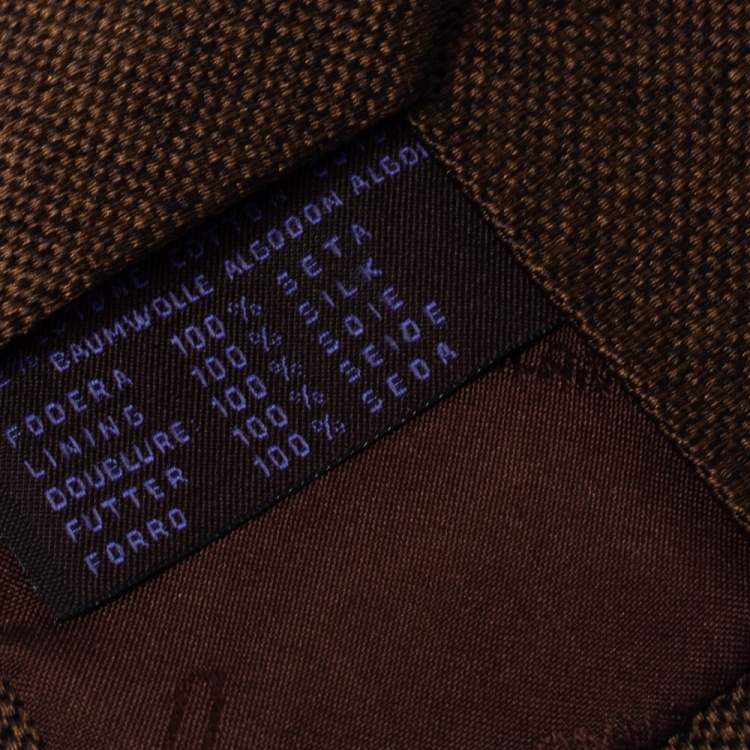 Pre Owned Etro Brown Cotton Silk Narrow Tie