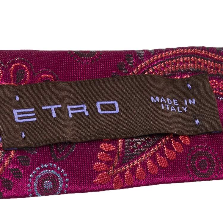 Pre Owned Etro Purple Paisley Pattern Silk Tie