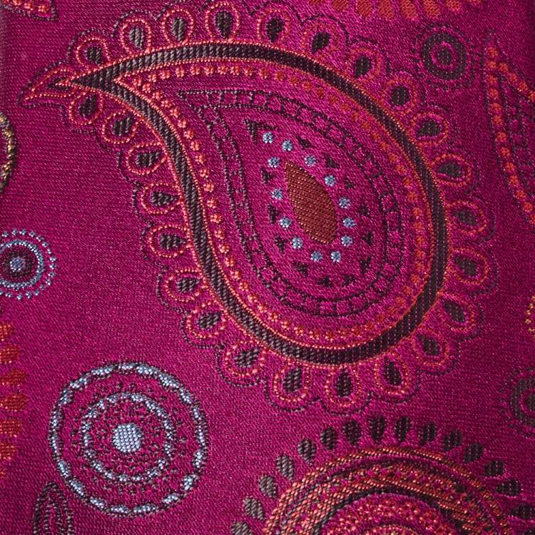 Pre Owned Etro Purple Paisley Pattern Silk Tie