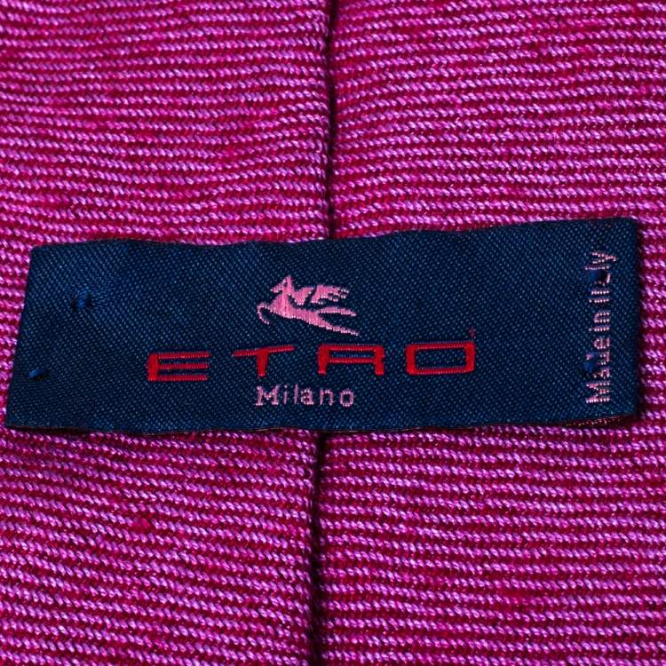Pre Owned Etro Purple Striped Cashmere Silk Tie