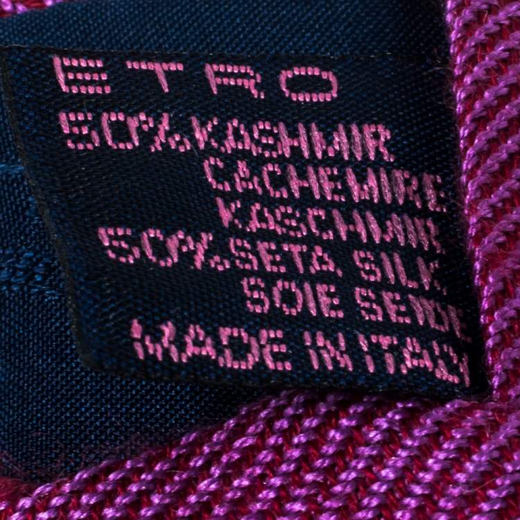 Pre Owned Etro Purple Striped Cashmere Silk Tie