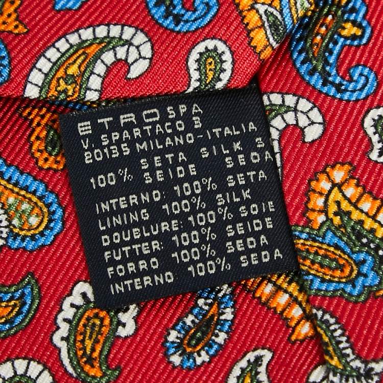 Pre Owned Etro Red Paisley Print Silk Tie