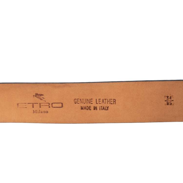 Pre Owned Etro Black Paisley Suede Buckle Belt 85CM