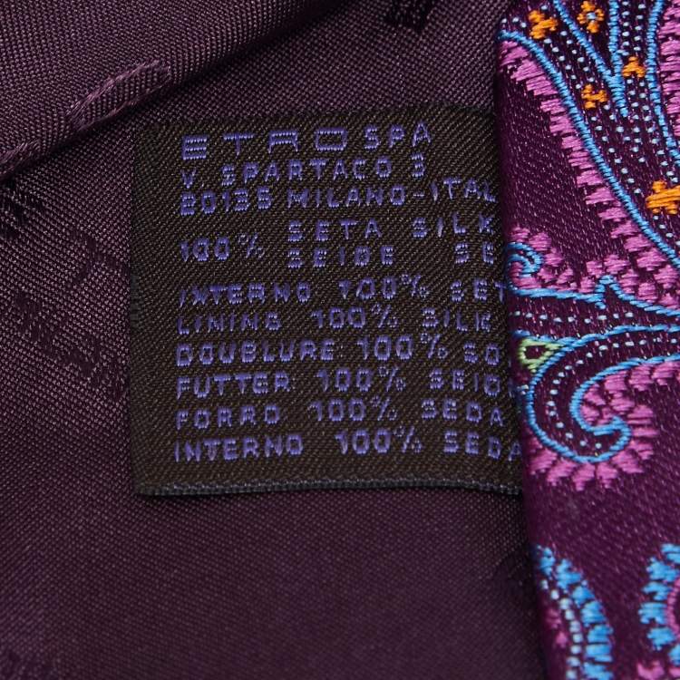 Pre Owned Etro Purple Paisley Jacquard Silk Tie