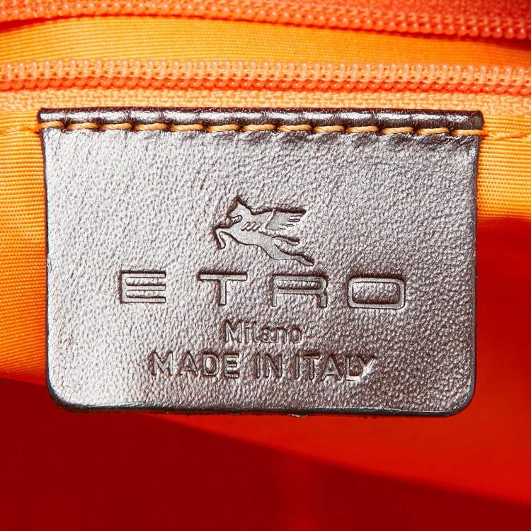 Pre Owned Etro Green/Brown Python Effect Leather Duffel Bag