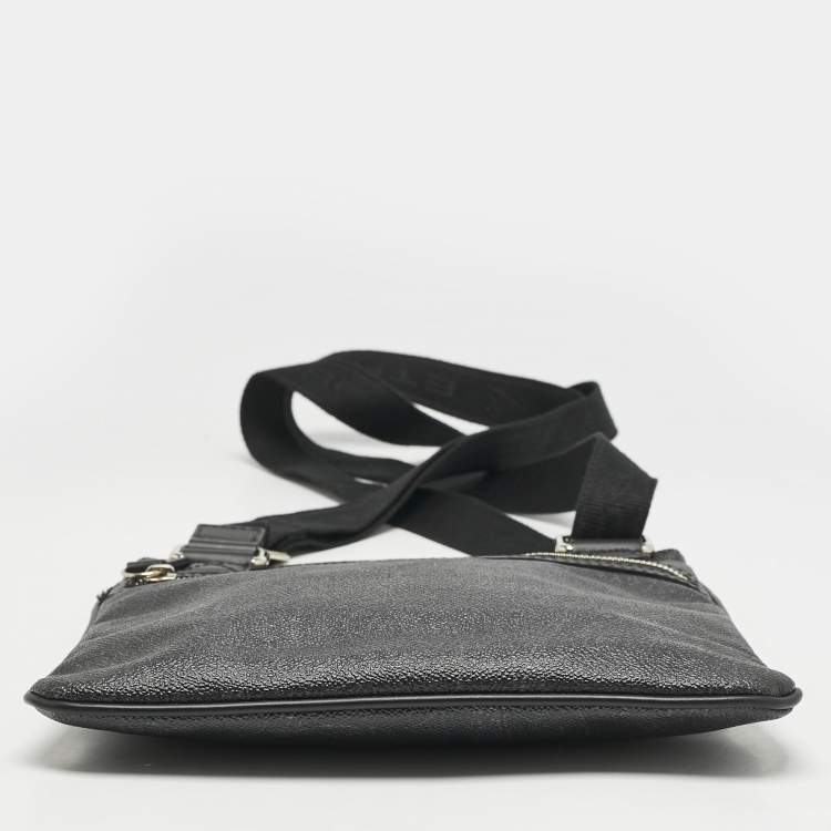 Pre Owned Etro Black Paisley Coated Canvas Flat Messenger Bag