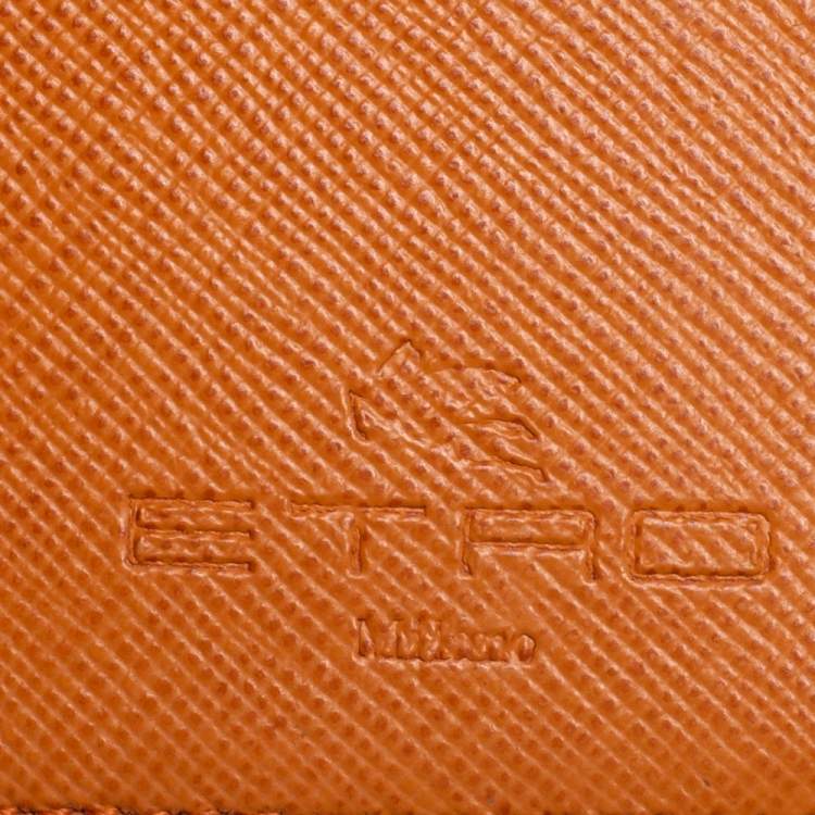 Pre Owned Etro Brown Paisley Print Coated Canvas Bi Fold Wallet