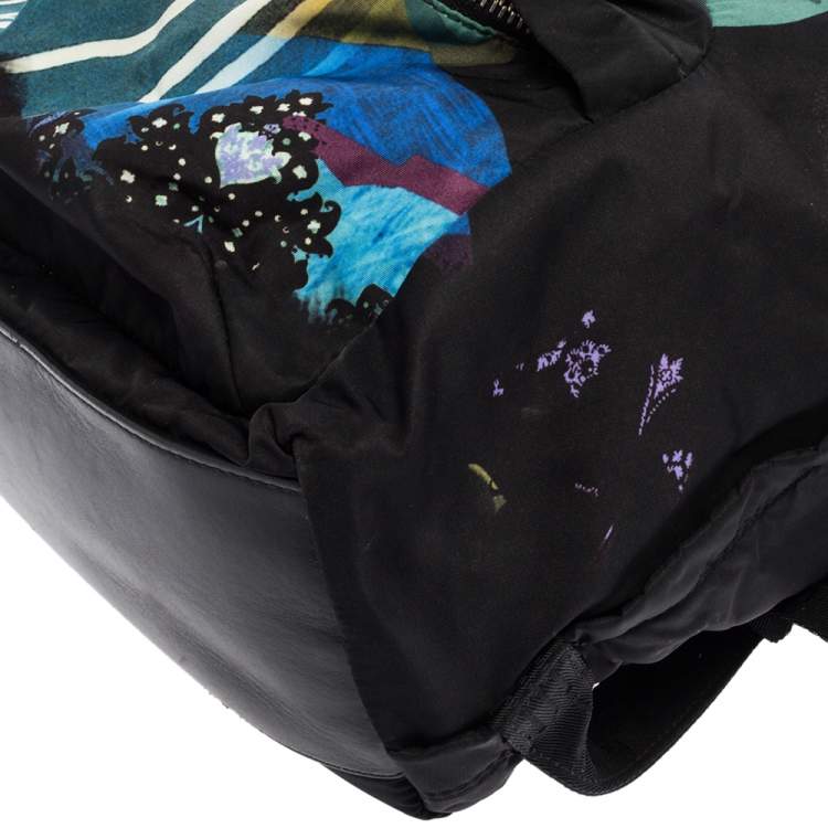 Pre Owned Etro Multicolor Printed Nylon and Leather Front Pocket Backpack