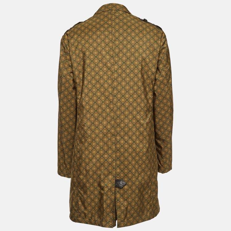 Pre Owned Etro Green Printed Synthetic Leather Trim Coat XL