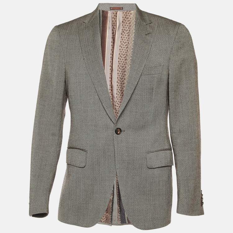 Pre Owned Etro Brown Wool Single Breasted Blazer M 
