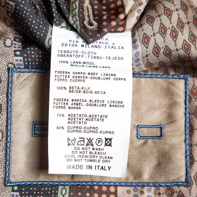 Pre Owned Etro Brown Wool Single Breasted Blazer M 