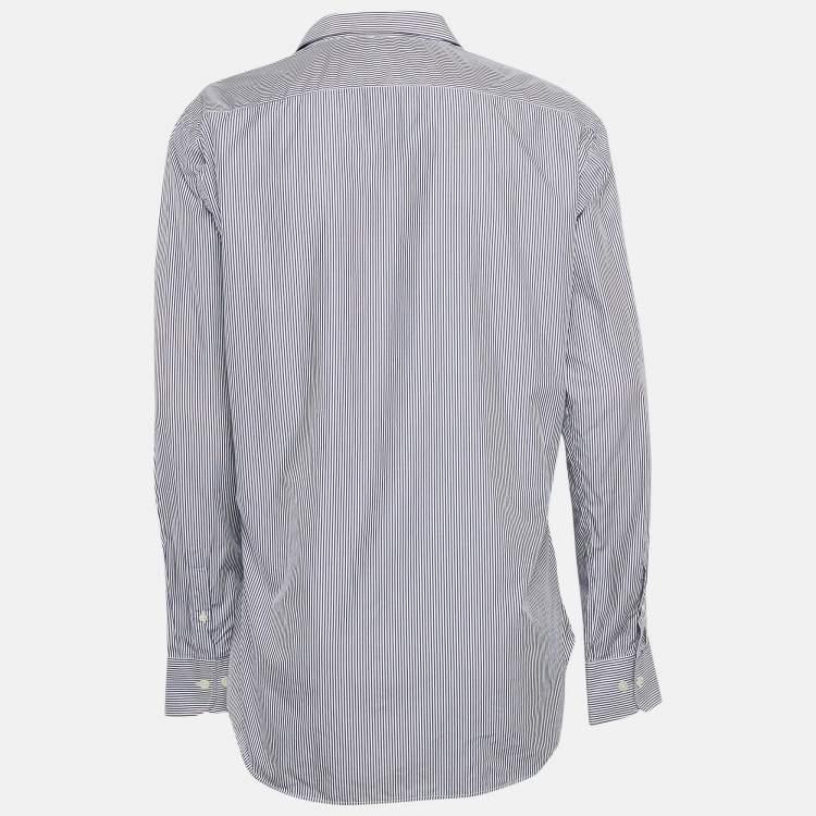 Pre Owned Etro Blue Pinstripe Cotton Button Up Shirt XXL