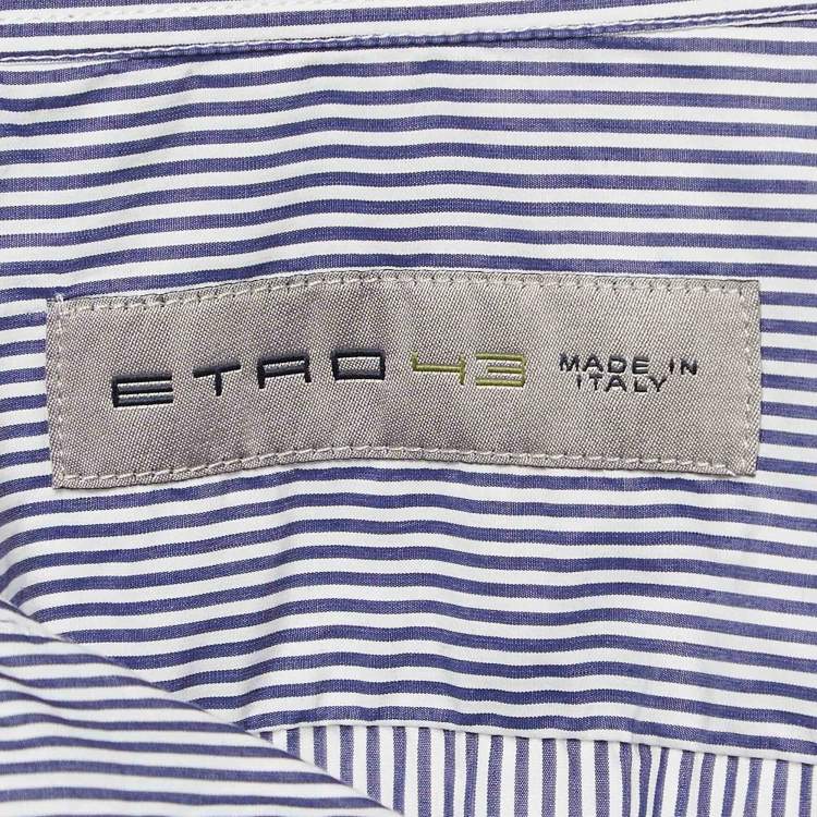 Pre Owned Etro Blue Pinstripe Cotton Button Up Shirt XXL