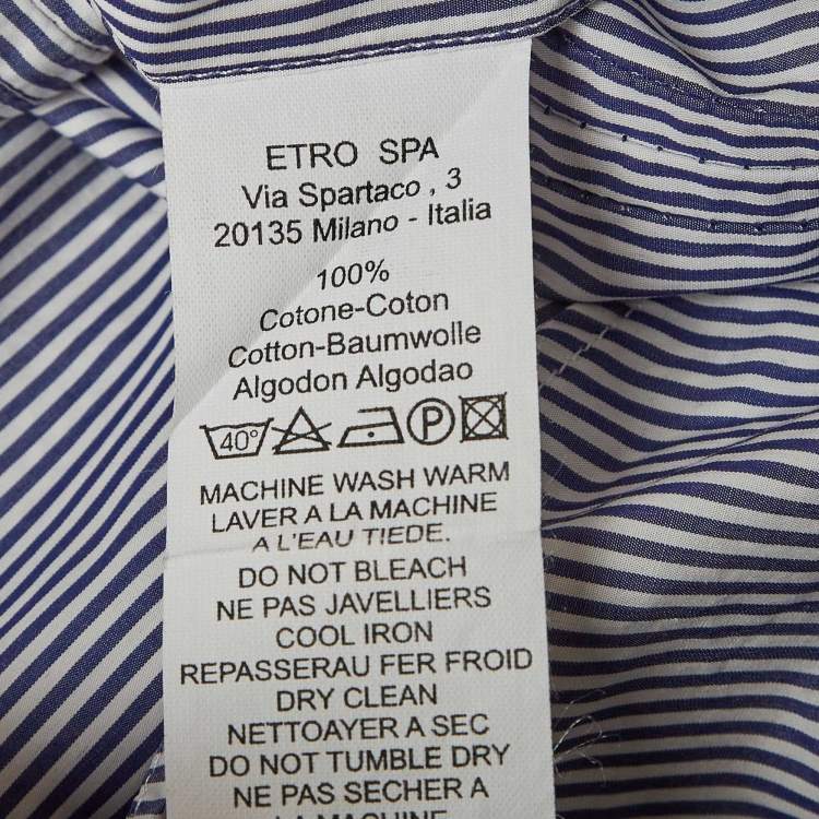 Pre Owned Etro Blue Pinstripe Cotton Button Up Shirt XXL