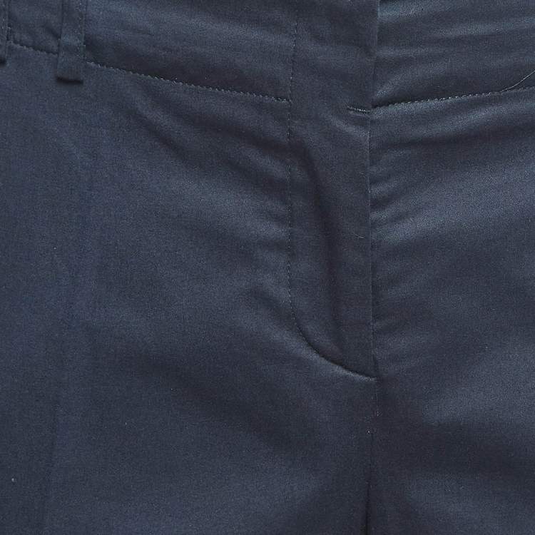 Pre Owned Etro Navy Blue Cotton Tailored Pants M