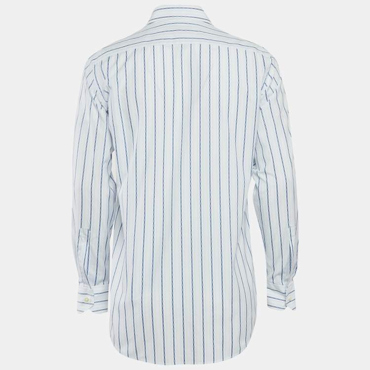 Pre Owned Etro Blue Pinstripe Cotton Long Sleeve Shirt M