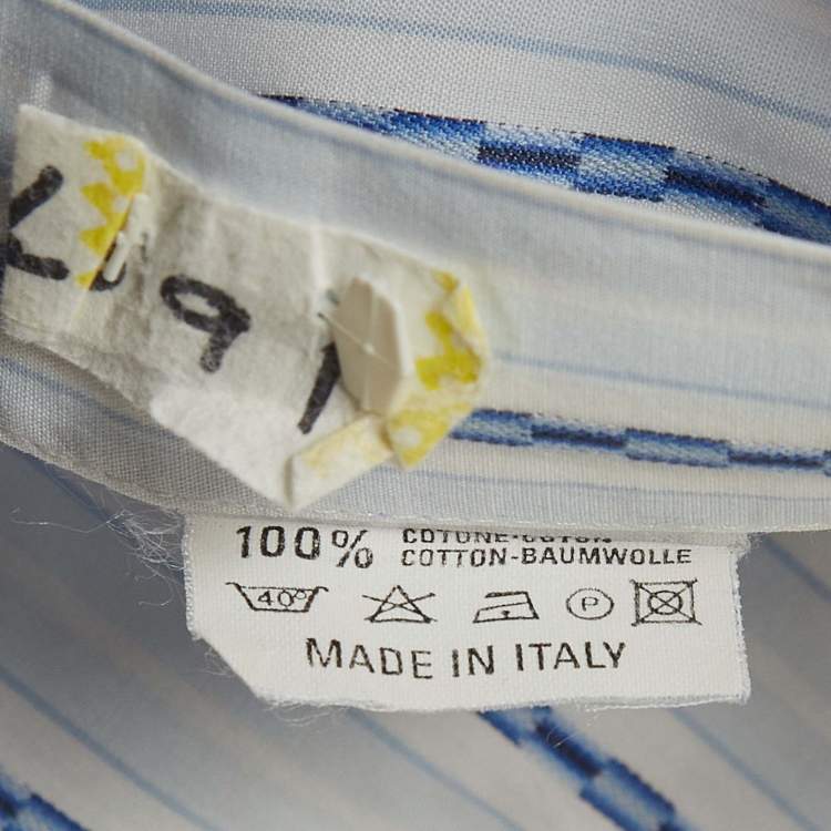 Pre Owned Etro Blue Pinstripe Cotton Long Sleeve Shirt M