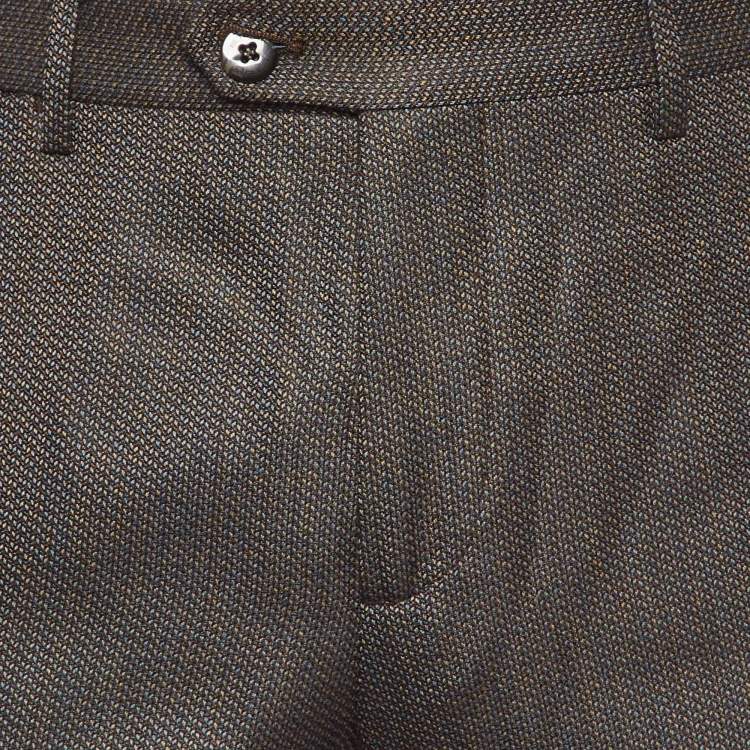 Pre Owned Etro Brown Patterned Silk and Wool Trousers M