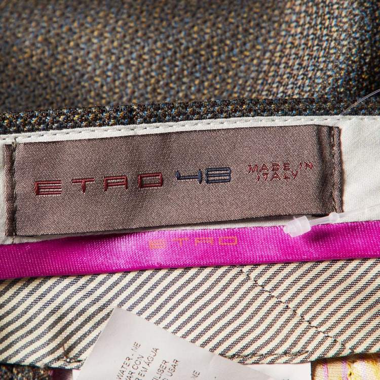 Pre Owned Etro Brown Patterned Silk and Wool Trousers M