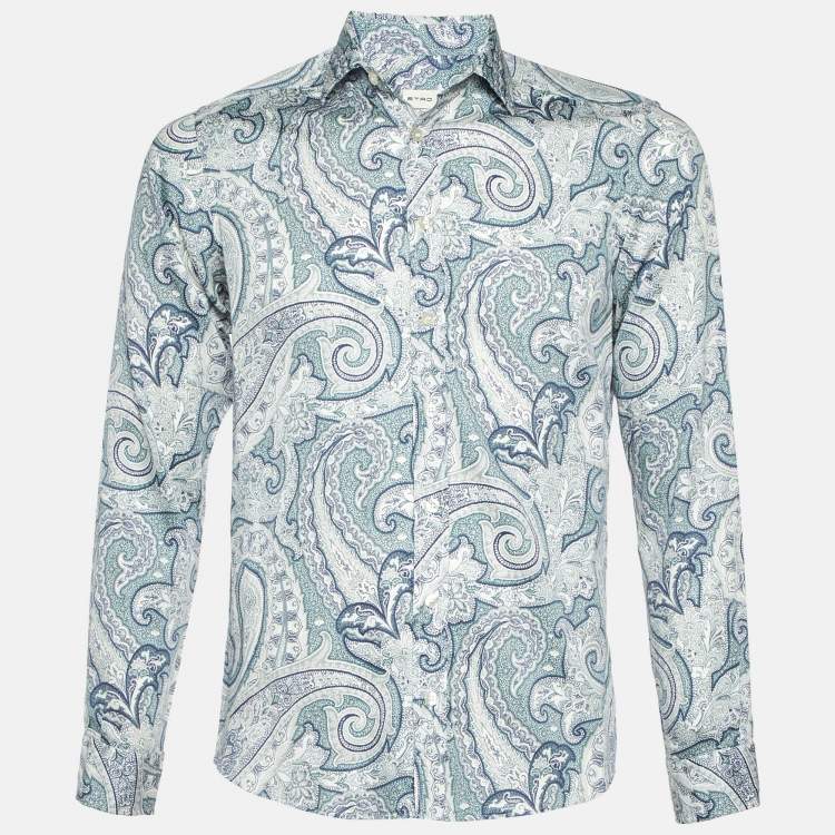 مملوكة مسبقًا Etro White Paisley Print Cotton Full Sleeve Shirt S