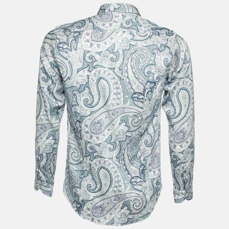 مملوكة مسبقًا Etro White Paisley Print Cotton Full Sleeve Shirt S