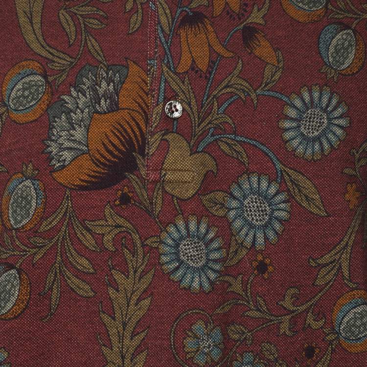 Pre Owned Etro Muticolor Floral Print Cotton Polo T-shirt M