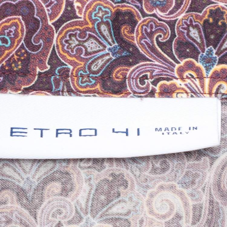 Pre Owned Etro Multicolor Print Cotton Blend Button Front Full Sleeve Shirt L