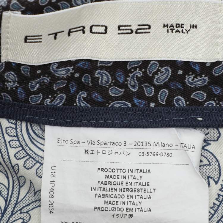 Pre Owned Etro Blue Paisley Print Cotton Trouser XL