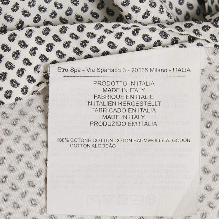 Pre Owned Etro White  Paisley Print Cotton Button Front Shirt L