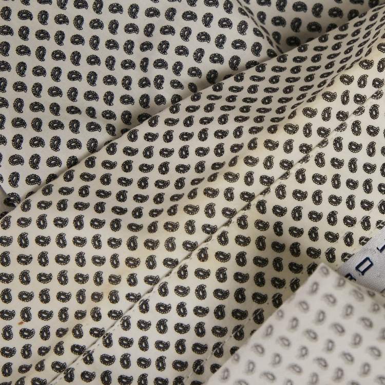 Pre Owned Etro White  Paisley Print Cotton Button Front Shirt L