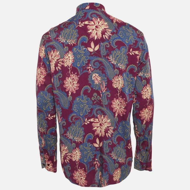 Pre Owned Etro Multicolor Printed Viscose Button Front Shirt L
