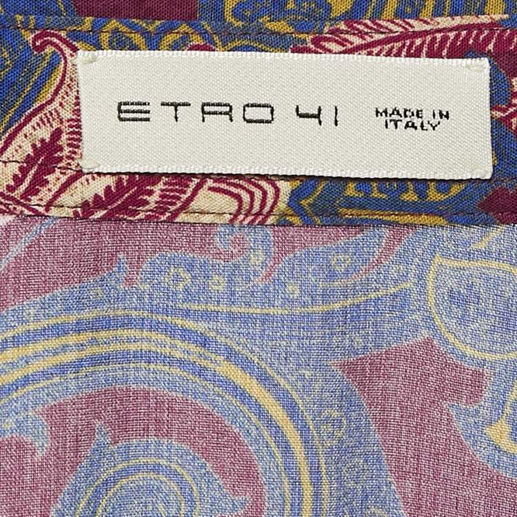 Pre Owned Etro Multicolor Printed Viscose Button Front Shirt L