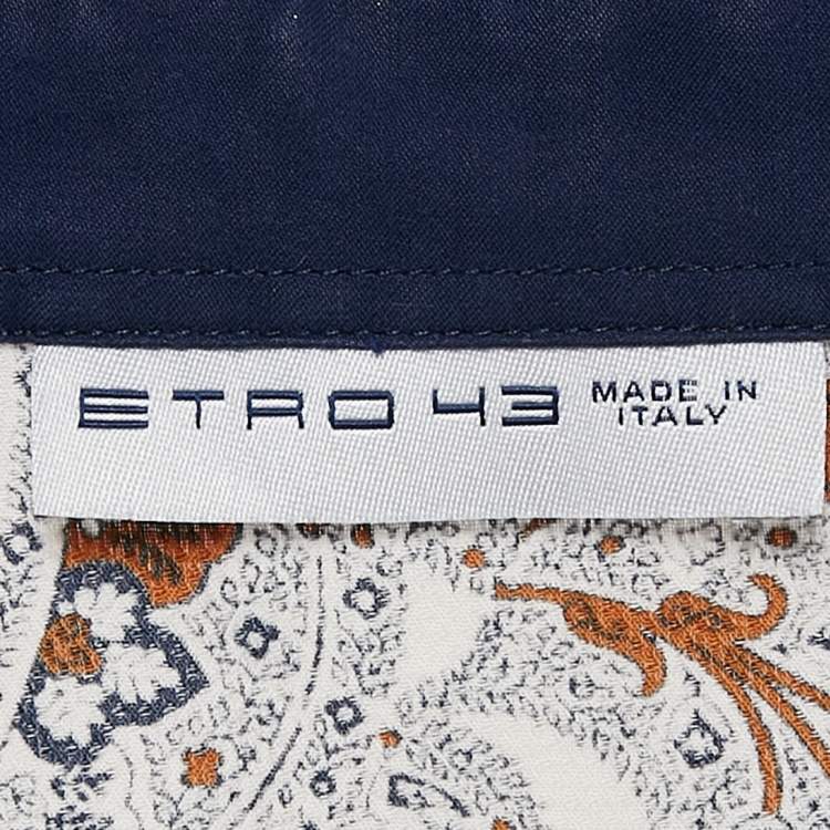 Pre Owned Etro White/Blue Paisley Print Cotton Shirt XXL