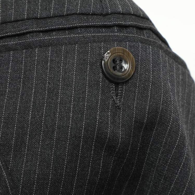 Pre Owned Etro Dark Grey Wool Single Breasted Blazer & Straight Leg Pant Set L
