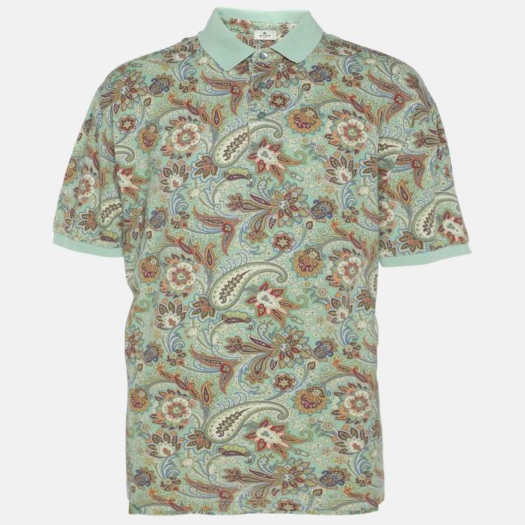 Pre Owned Etro Multicolor Paisley Printed Cotton Polo T-Shirt XXL