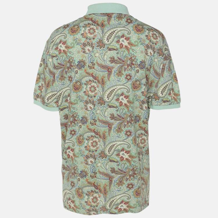 Pre Owned Etro Multicolor Paisley Printed Cotton Polo T-Shirt XXL