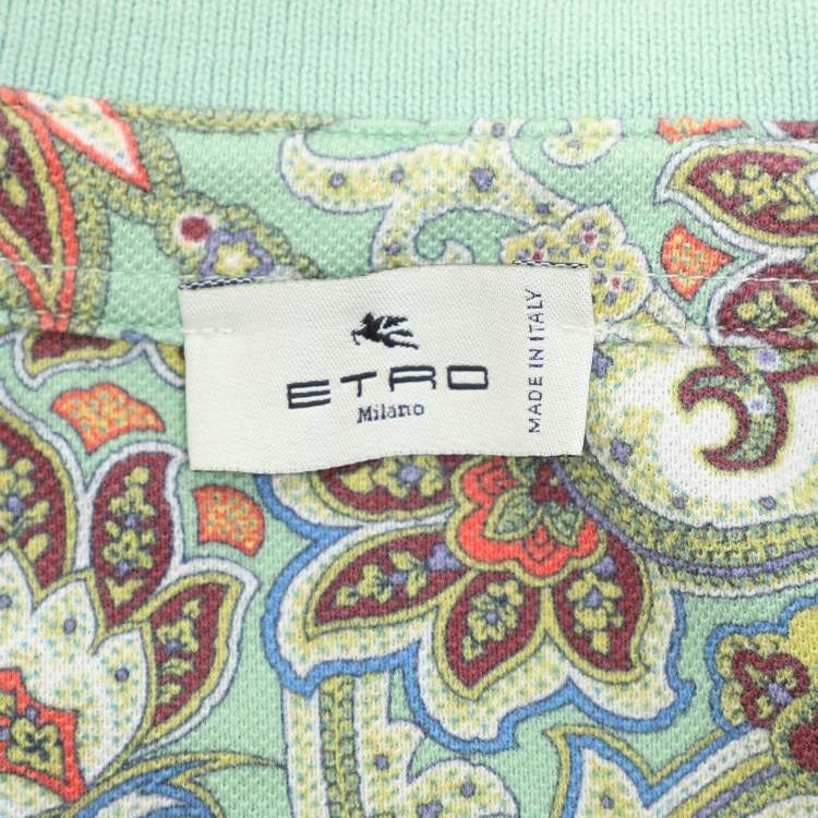 Pre Owned Etro Multicolor Paisley Printed Cotton Polo T-Shirt XXL