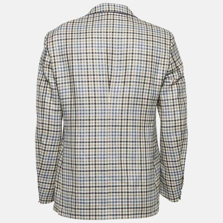 Pre Owned Etro Brown Checks Cotton Blend Regular Fit Blazer L
