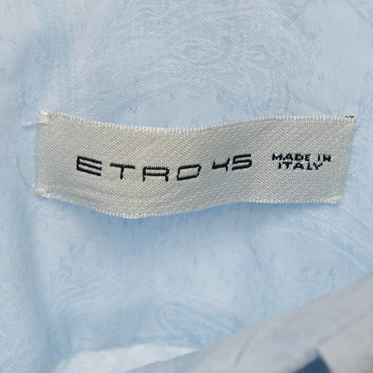Pre Owned Etro Light Blue Paisley Jacquard Cotton Button Front Shirt XXL