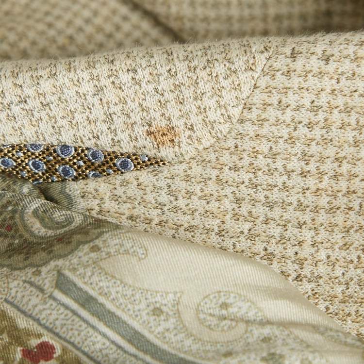 Pre Owned Etro Green Linen Blend New Jersey Blazer L