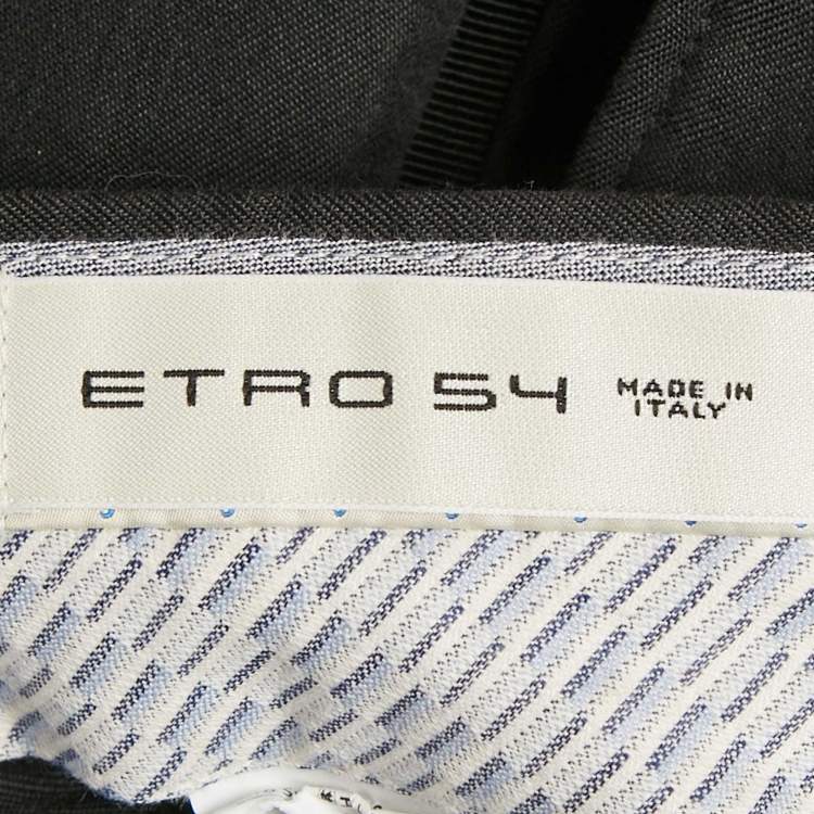 Pre Owned Etro Dark Grey Wool Blend Formal Trousers XXL