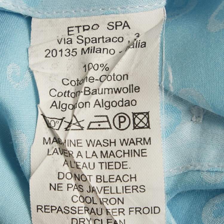 Pre Owned Etro Blue Paisley Jacquard Button Front Shirt XL
