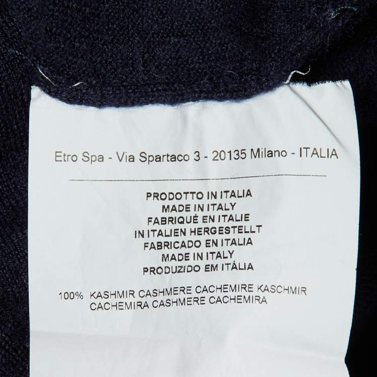 Pre Owned Etro Navy Blue Cashmere Long Sleeve Polo Sweater 2XL