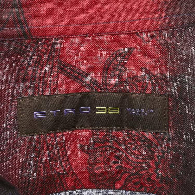 Pre Owned Etro Multicolor Paisley Print Linen Shirt S
